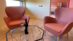 Hex Hotel Orange Suite Room Seating Lounge Area Wine Glass
